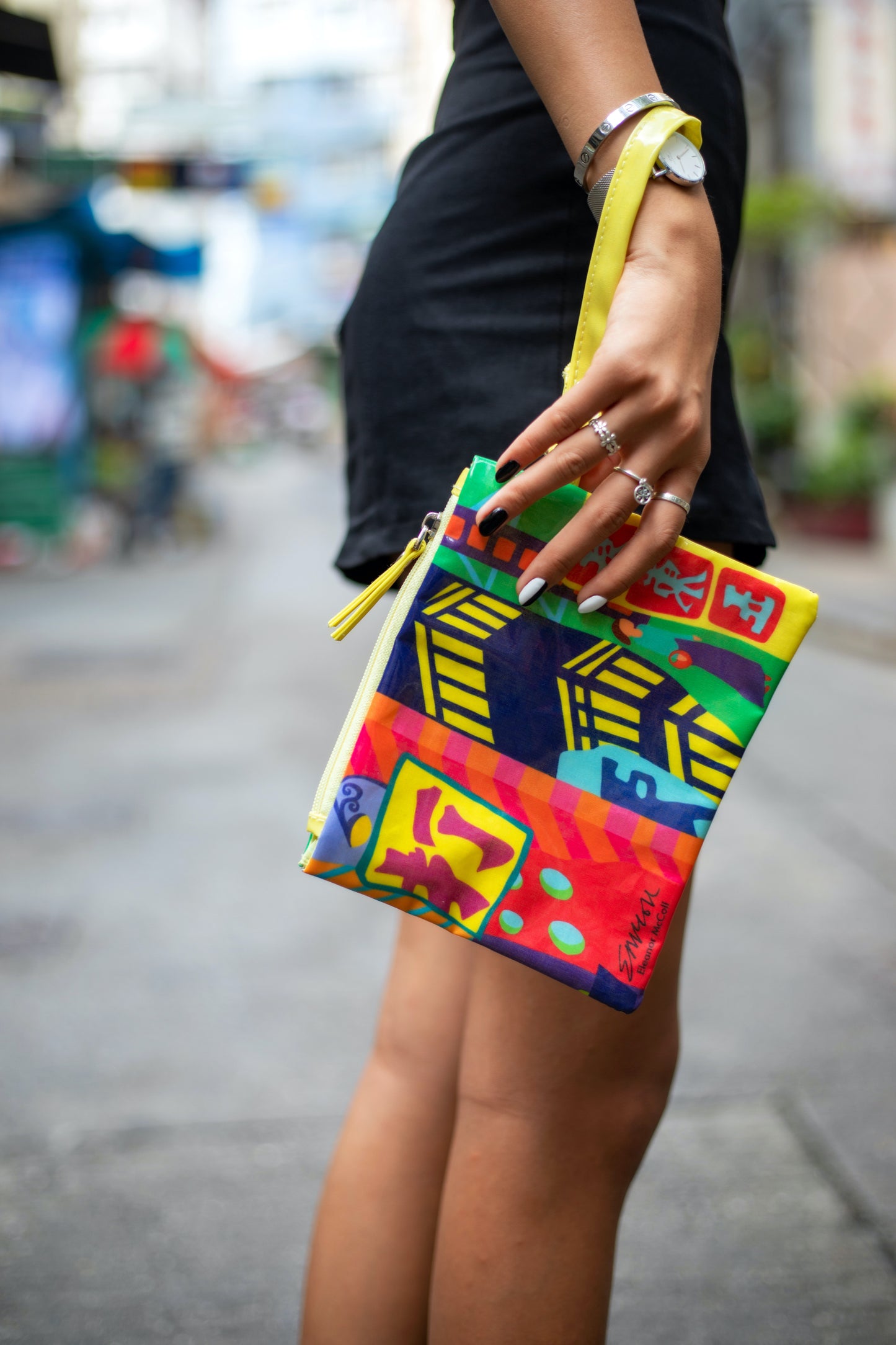 Colourful tote bag with pouch