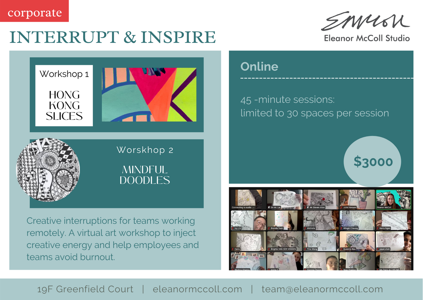 Corporates - Interrupt & Inspire Virtual Art Workshops